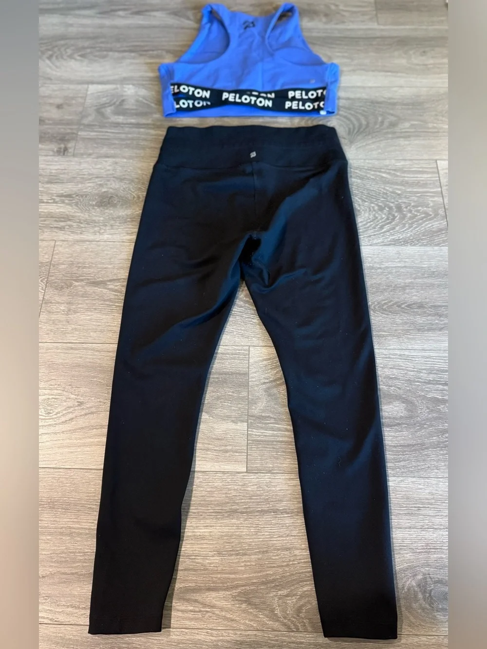 Peloton Blue Performance Leggings and Matching Sports Bra Workout Set